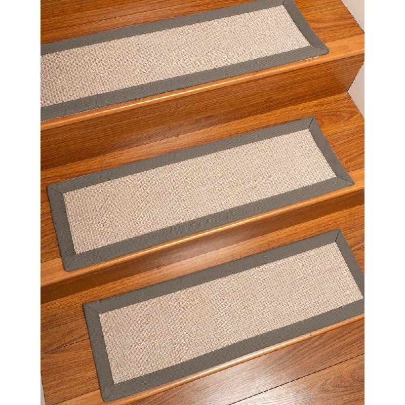 carpet for modern office spaces -Natural Area Rugs 100% Natural Fiber Blair, Sisal Beige/Rose, Handmade Custom Stair Treads Carpet Set Of 8 (9"X29") Stone Border