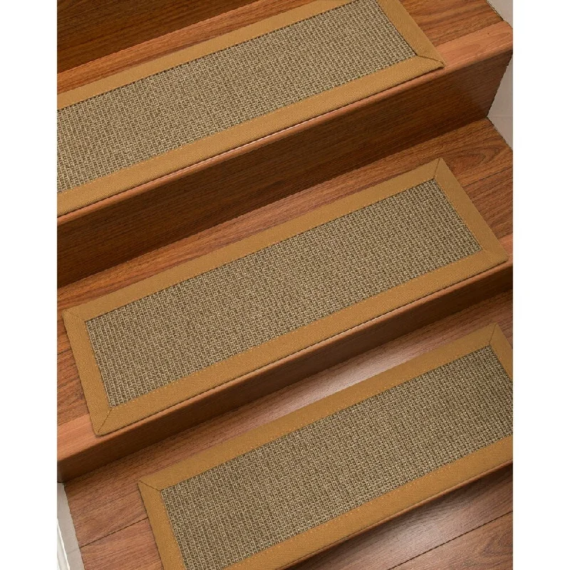 soft carpet for areas with high foot traffic -Natural Area Rugs 100% Natural Fiber Dalton, Sisal Grey, Handmade Custom Stair Treads Carpet Set Of 4 (9"X29") Khaki Border