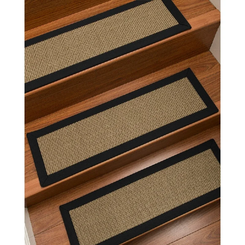 carpet for homes with minimalist decor -Natural Area Rugs 100% Natural Fiber Dalton, Sisal Grey, Handmade Custom Stair Treads Carpet Set Of 8 (9"X29") Black Border