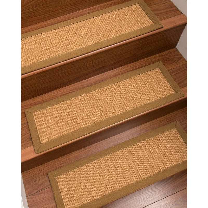 carpet for offices with high foot traffic -Natural Area Rugs 100% Natural Fiber Davlin, Sisal Gold, Handmade Custom Stair Treads Carpet Set Of 13 (9"X29") Doe Border