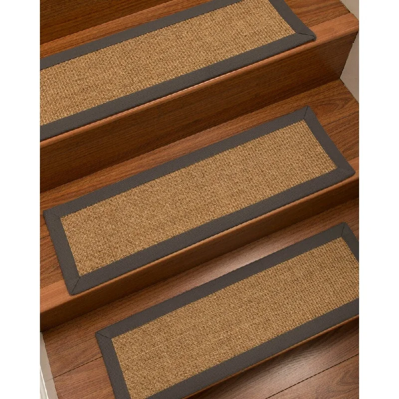 eco-friendly synthetic carpet for homes -Natural Area Rugs 100% Natural Fiber Melrose, Sisal Gold/Multi, Handmade Custom Stair Treads Carpet Set Of 8 Metal Border