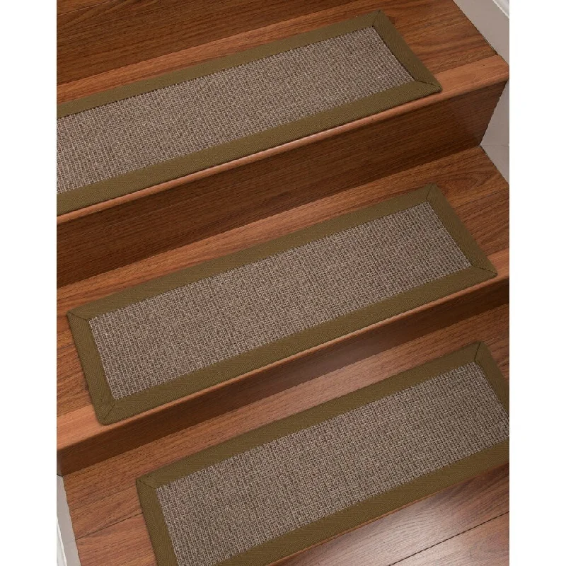 eco-friendly wool carpet for modern homes -Natural Area Rugs 100% Natural Fiber Portal, Sisal Grey, Handmade Custom Stair Treads Carpet Set Of 4 (9"X29") Malt Border