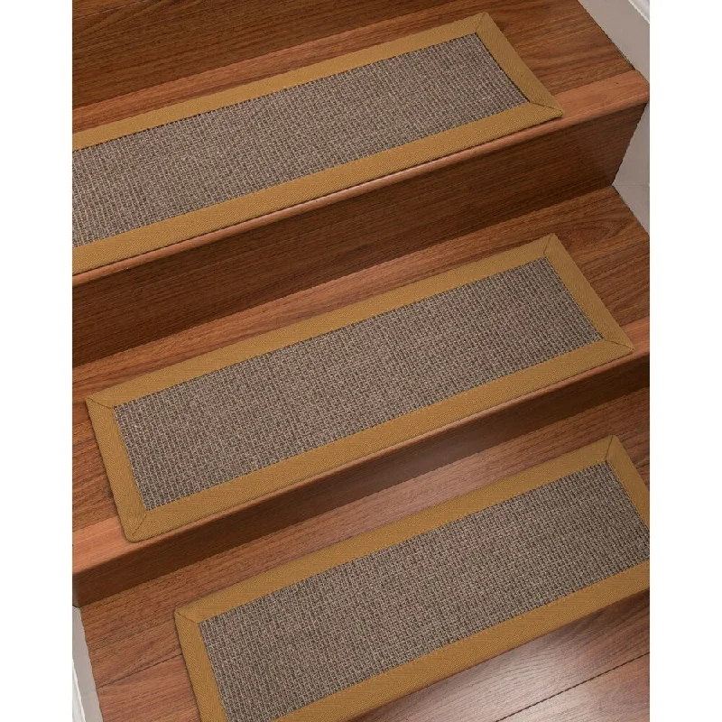 vibrant colored carpet for contemporary homes -Natural Area Rugs 100% Natural Fiber Portal, Sisal Grey, Handmade Custom Stair Treads Carpet Set Of 8 (9"X29") Doe Border