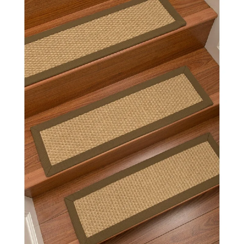 carpet with built-in anti-microbial protection -Natural Area Rugs 100% Natural Fiber Rio, Sisal Beige, Handmade Custom Stair Treads Carpet Set Of 4 (9"X29") Malt Border