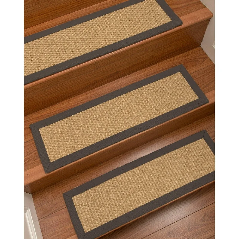 stylish carpet for minimalist bedroom designs -Natural Area Rugs 100% Natural Fiber Rio, Sisal Beige, Handmade Custom Stair Treads Carpet Set Of 4 (9"X29") Metal Border