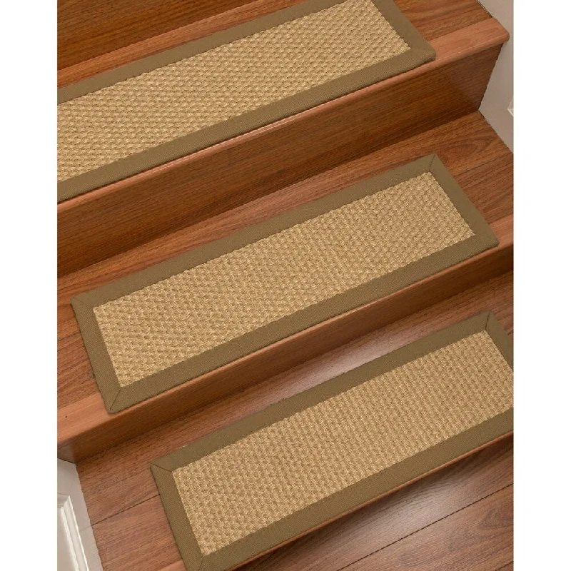 carpet for large bedrooms with cozy feel -Natural Area Rugs 100% Natural Fiber Rio, Sisal Beige, Handmade Custom Stair Treads Carpet Set Of 8 (9"X29") Squirrel Border