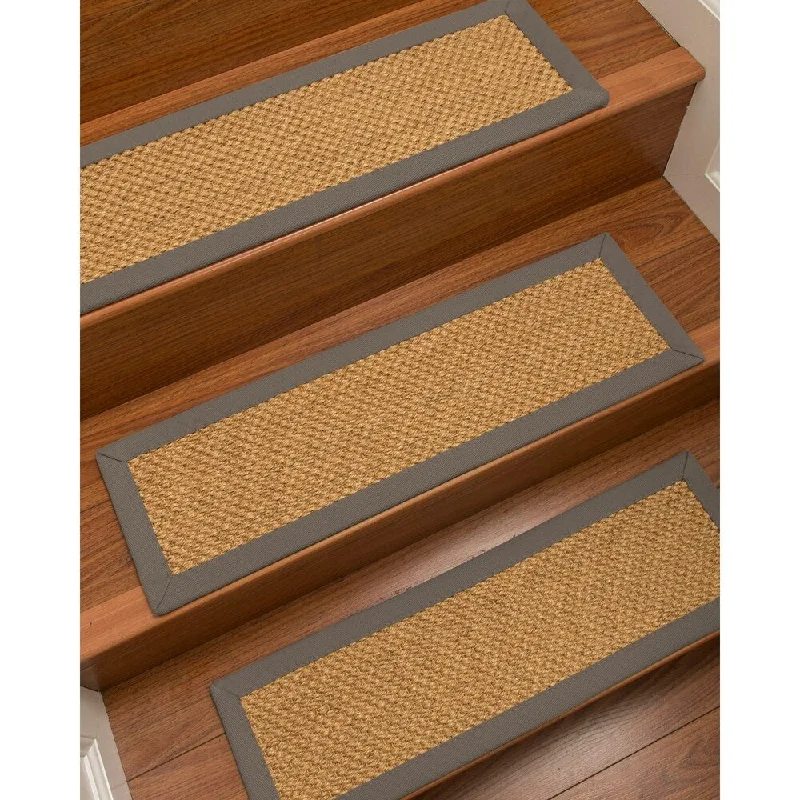 versatile carpet for mixed-use spaces -Natural Area Rugs 100% Natural Fiber Rustic, Sisal Gold, Handmade Custom Stair Treads Carpet Set Of 4 (9"X29") Stone Border