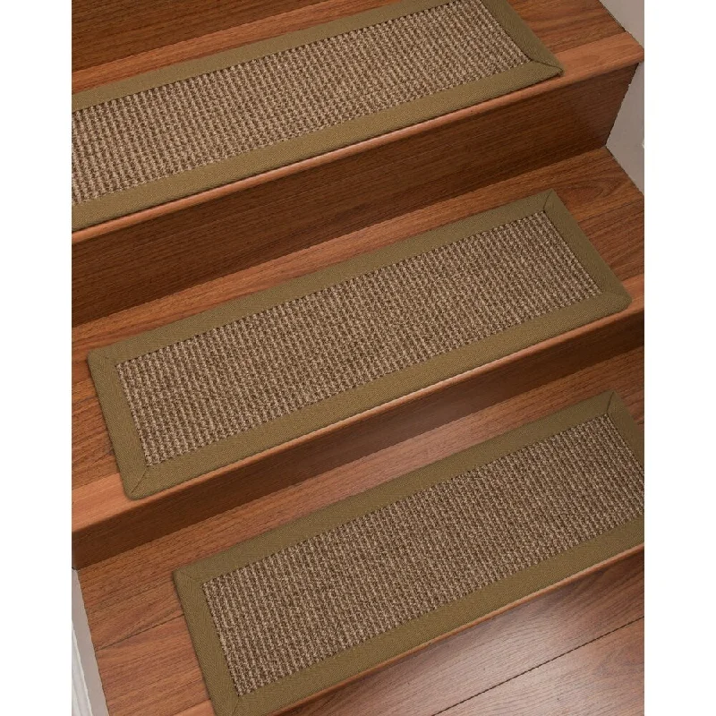 high-quality carpet with texture options -Natural Area Rugs 100% Natural Fiber Sandstone, Sisal Brown/Multi, Handmade Custom Stair Treads Carpet Set Of 13 Squirrel Border