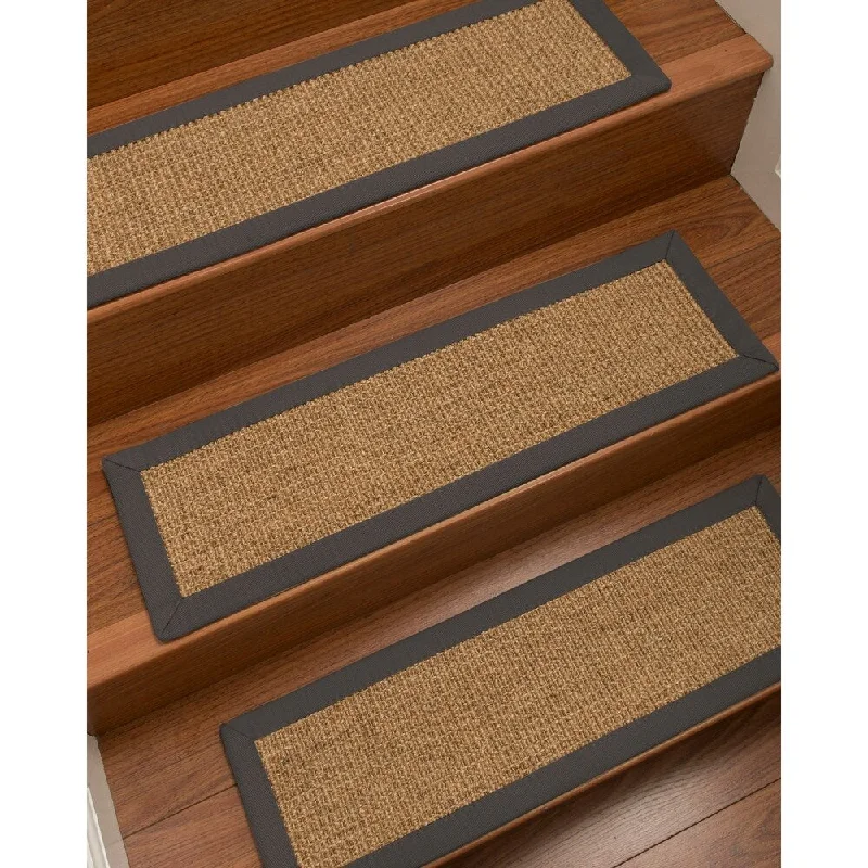 carpet for homes with high humidity levels -Natural Area Rugs 100% Natural Fiber Studio, Sisal Gold/Multi, Handmade Custom Stair Treads Carpet Set Of 4 (9"X29") Onyx Border