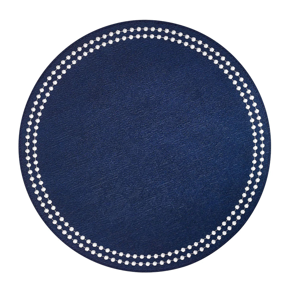 Fun cartoon placemats for children-Navy and White Pearls Mats