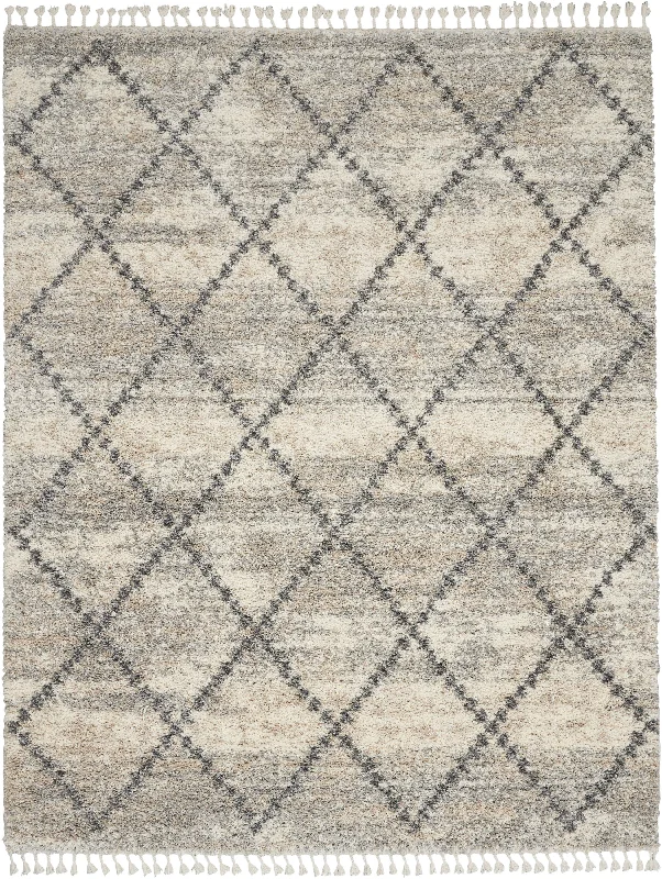 stain-resistant carpet for everyday use -Nourison Oslo Shag OSL01 Ivory/Grey Area Rug