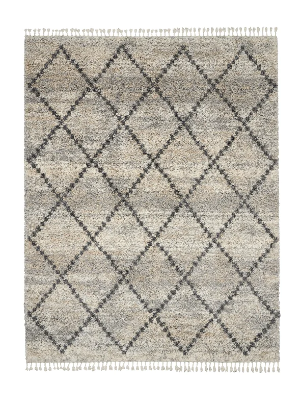 pet-friendly carpet for dog owners -Nourison Oslo Shag OSL01 Silver Grey Area Rug