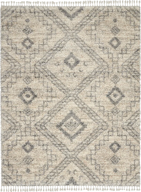 carpet repair services near me -Nourison Oslo Shag OSL02 Ivory/Grey Area Rug