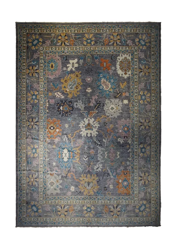 budget-friendly carpet options for renters -Oriental Rug Afghan Handmade Area Transitional 10'1"x13'11" (10x14) Gray Yellow/Gold Oushak Geometric Design #A32970