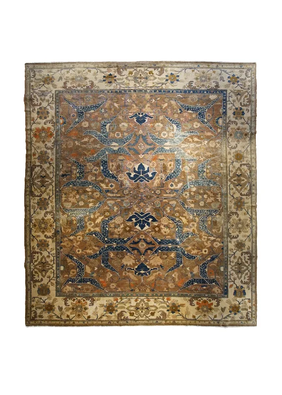 waterproof carpet for entryways and mudrooms -Oriental Rug Afghan Handmade Area Transitional Neutral 11'7"x14'2" (12x14) Brown Whites/Beige Blue Antique Washed Haji Jalili Geometric Design #A32954