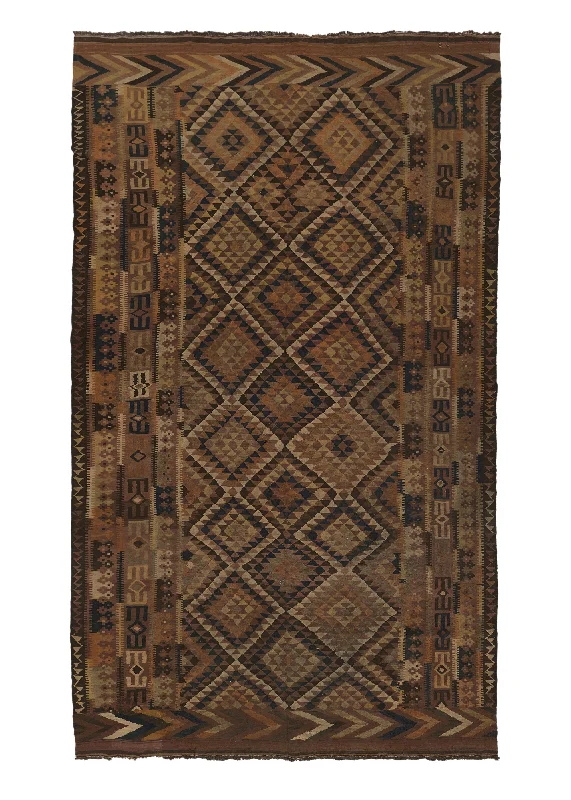 carpet for homes with minimalist decor -Oriental Rug Afghan Handmade Area Tribal 9'11"x14'9" (10x15) Brown Geometric Design #14606