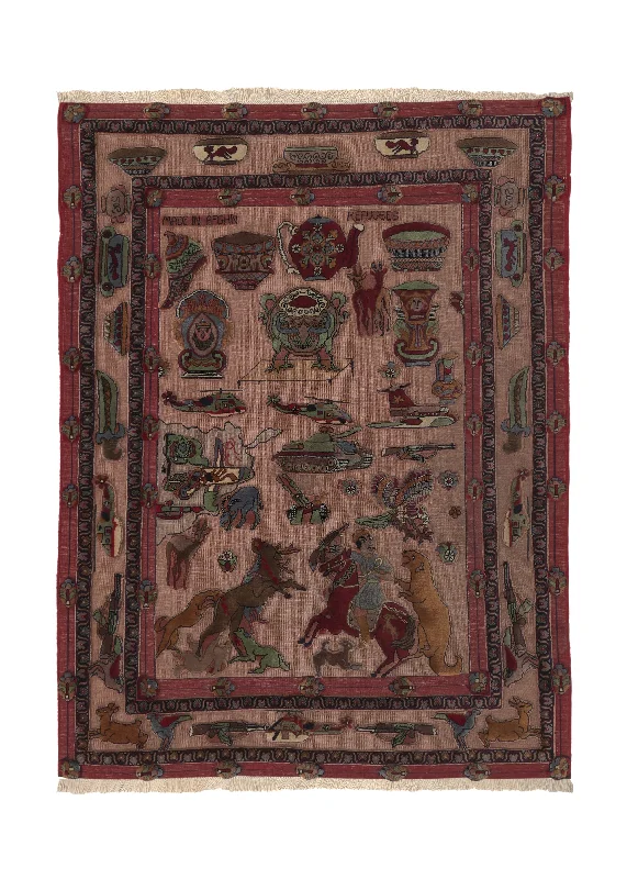 easy-to-maintain carpet for busy families -Oriental Rug Afghan Handmade Area Tribal 4'9"x6'4" (5x6) Red Green War Design #36105