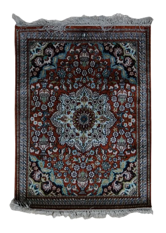 carpet for home theater rooms -Oriental Rug Chinese Handmade Area Traditional 1'6"x2'0" (2x2) Red Floral Design #A33005