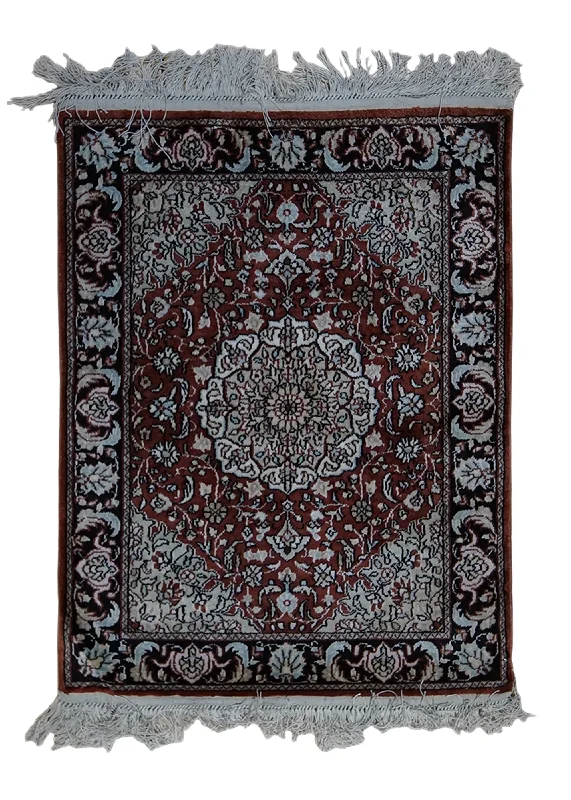 easy-to-maintain carpets for families -Oriental Rug Chinese Handmade Area Traditional 1'6"x2'0" (2x2) Red Whites/Beige Floral Design #A33006