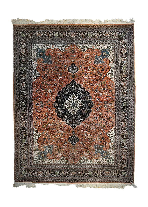 carpet with odor-neutralizing technology -Oriental Rug Chinese Handmade Area Traditional 9'0"x12'0" (9x12) Pink Black Isfahan Tree of Life Floral Design #A33449