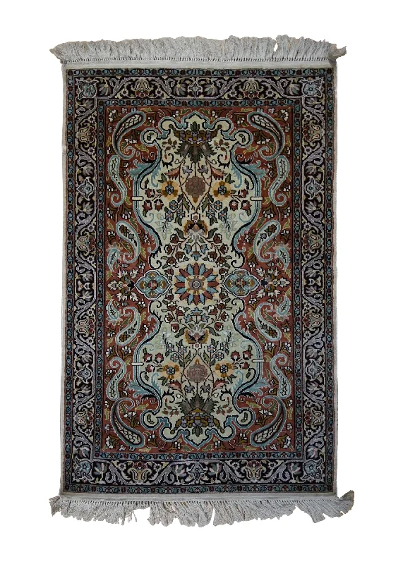 commercial carpet for high-end office buildings -Oriental Rug Indian Handmade Area Traditional 1'11"x3'2" (2x3) Whites/Beige Red Tree of Life Design #A33369