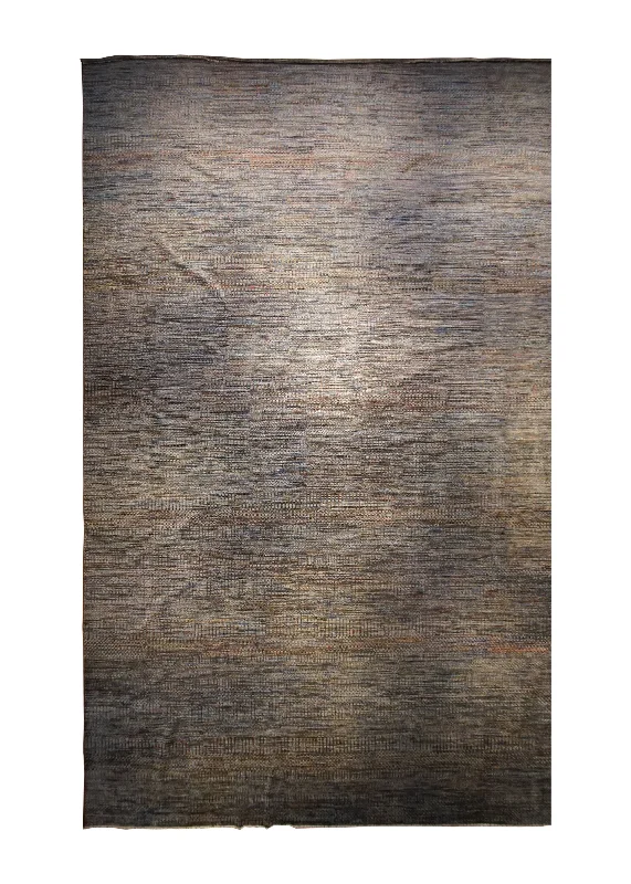 luxury carpets for modern homes -Oriental Rug Indian Handmade Area Modern 16'2"x24'1" (16x24) Multi-color Brown Stripes Design #A33461