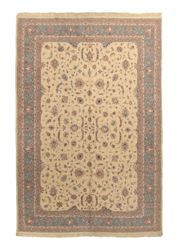 easy-to-clean carpet for high-traffic hallways -Oriental Rug Indian Handmade Area Traditional 12'0"x17'1" (12x17) Whites/Beige Blue Pink Floral Design #19623