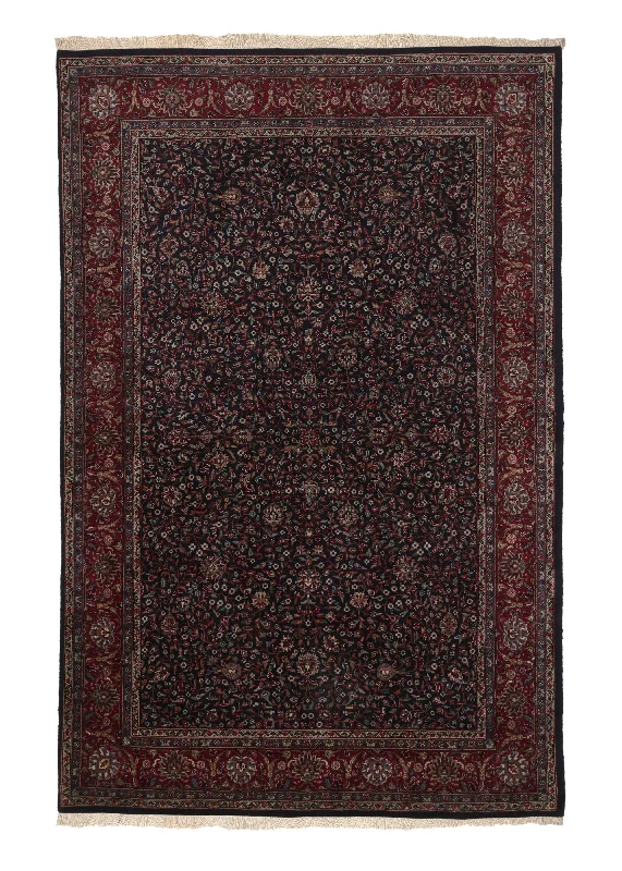 stain-resistant carpet for pets -Oriental Rug Indian Handmade Area Traditional 5'10"x9'2" (6x9) Blue Red Floral Design #36114