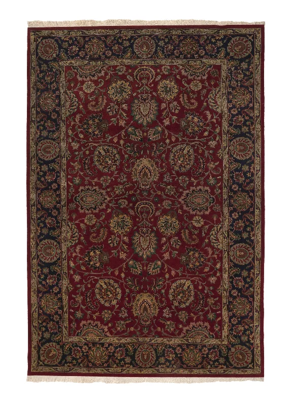 eco-friendly wool carpet for modern homes -Oriental Rug Indian Handmade Area Traditional 6'2"x9'2" (6x9) Red Blue Floral Design #36010