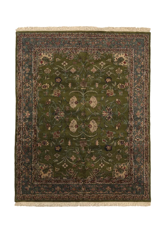 soft carpet for children’s play areas -Oriental Rug Indian Handmade Area Traditional 8'1"x10'3" (8x10) Green Floral Design #24231