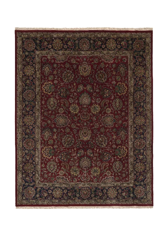 carpet for large bedrooms with cozy feel -Oriental Rug Indian Handmade Area Traditional 8'2"x10'3" (8x10) Red Blue Floral Design #36011