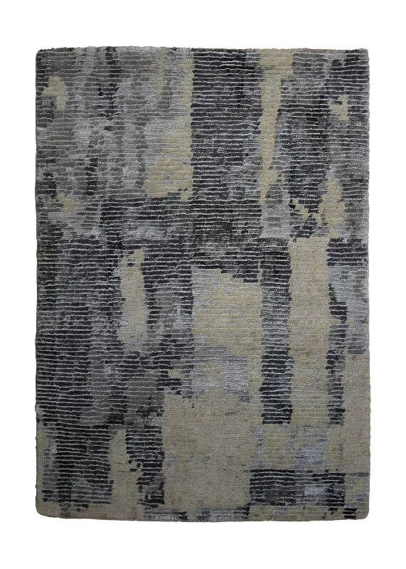 custom-sized carpet for unique rooms -Oriental Rug Indian Handmade Area Modern 2'0"x3'0" (2x3) Gray Stripes Design #A33444