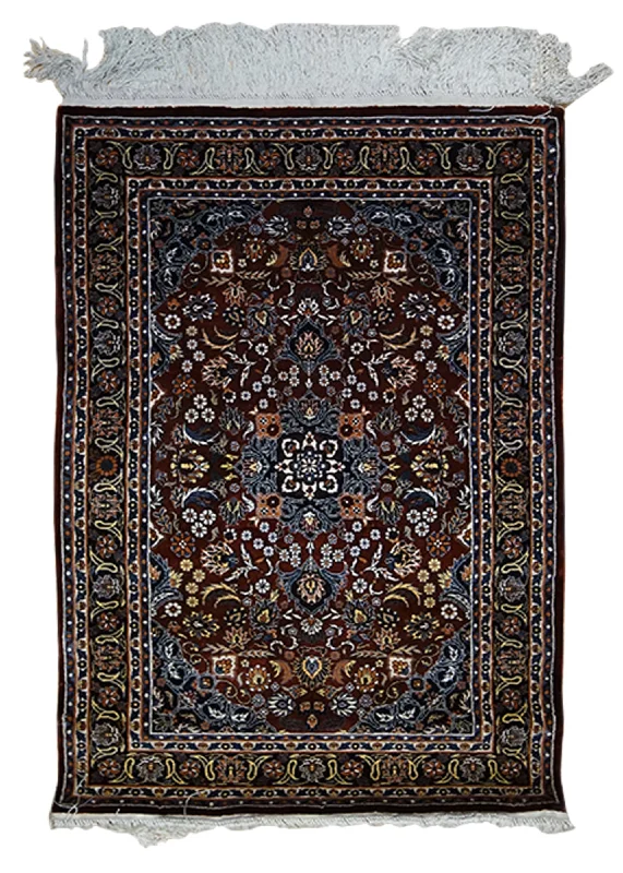 custom-designed carpet for interiors -Oriental Rug Kashmiri Handmade Area Traditional 2'1"x3'1" (2x3) Red Blue Floral Design #A33003