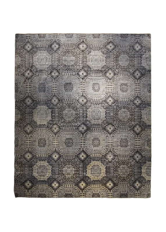 carpet for home theater rooms -Oriental Rug Pakistani Handmade Area Transitional 12'2"x14'11" (12x15) Gray Ariana Mamluk Geometric Design #A32905