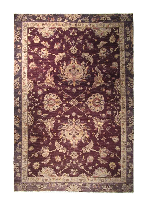 long-lasting commercial carpet for offices -Oriental Rug Pakistani Handmade Area Transitional 7'0"x10'9" (7x11) Red Yellow/Gold Antique Washed Oushak Floral Design #A33073