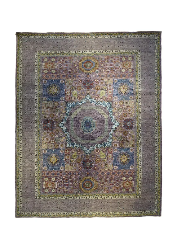 easy-to-install carpet for DIY projects -Oriental Rug Pakistani Handmade Area Transitional 9'5"x11'9" (9x12) Pink Blue Mamluk Nooristan Design #A33095