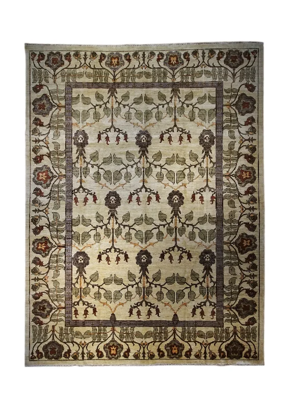 soft carpet for nursery rooms -Oriental Rug Pakistani Handmade Area Transitional 8'11"x11'11" (9x12) Whites/Beige Green Antique Washed Floral Design #A33096