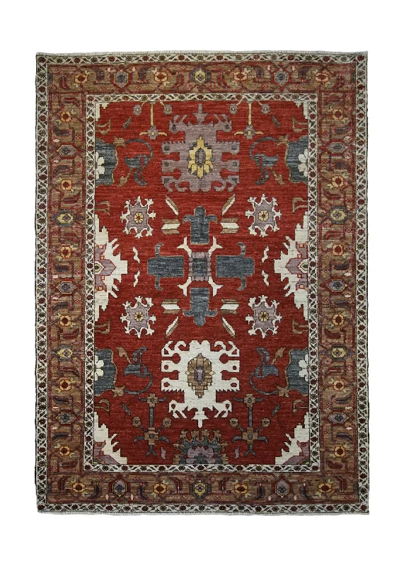 carpet for home offices with high foot traffic -Oriental Rug Pakistani Handmade Area Transitional Tribal 4'8"x5'10" (5x6) Red Serapi Geometric Design #A32875