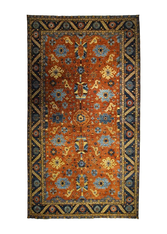 affordable carpet for commercial spaces -Oriental Rug Pakistani Handmade Area Transitional Tribal 8'1"x13'8" (8x14) Red Blue Ariana Floral Oushak Design #A33380