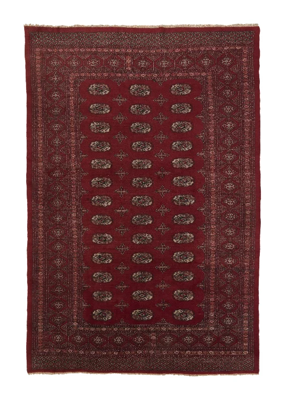 budget-friendly carpet options for renters -Oriental Rug Pakistani Handmade Area Tribal 6'3"x9'8" (6x10) Red Bokhara Elephant Foot Design #36005