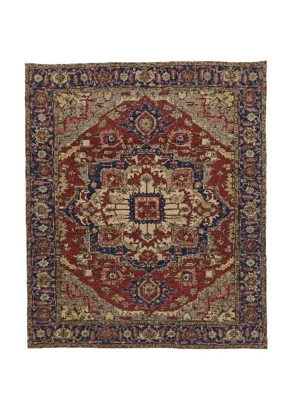 easy-to-install carpet for DIY projects -Oriental Rug Pakistani Handmade Area Tribal 8'0"x9'8" (8x10) Red Blue Heriz Design #36093