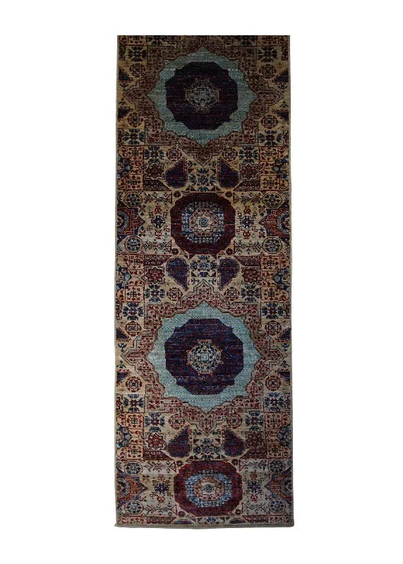 carpet for homes with high humidity levels -Oriental Rug Pakistani Handmade Runner Transitional Tribal 2'6"x17'0" (3x17) Whites/Beige Red Ariana Mamluk Design #A33424