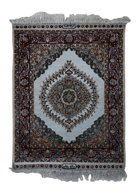 commercial-grade carpets for offices -Oriental Rug Turkish Handmade Area Traditional 1'4"x1'8" (1x2) Whites/Beige Red Open Open Field Design #A33008