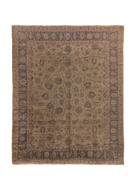 carpet tiles with adhesive backing -Oriental Rug Turkish Handmade Area Antique Neutral 14'0"x16'0" (14x16) Whites/Beige Purple Floral Design #3449