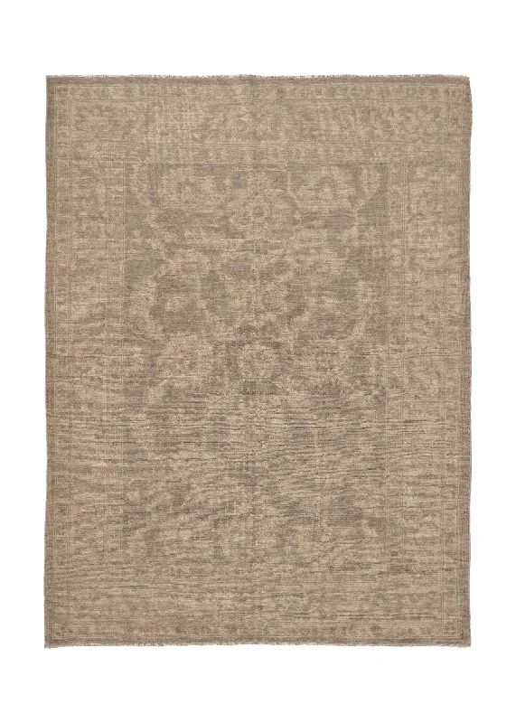 carpet for areas with heavy furniture movement -Oriental Rug Turkish Handmade Area Neutral Vintage 4'10"x6'8" (5x7) Whites/Beige Oushak Design #36098