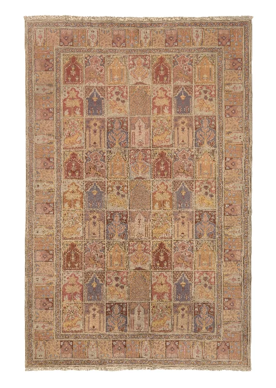 high-performance carpet for commercial offices -Oriental Rug Turkish Handmade Area Traditional 6'3"x8'6" (6x9) Whites/Beige Pink Garden Design #35836