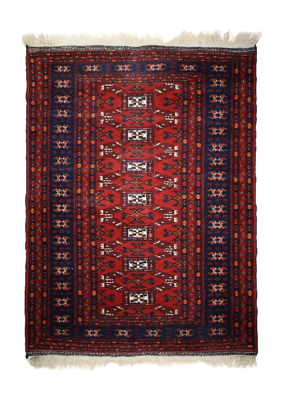 carpet with eco-friendly materials for homes -Oriental Rug Turkish Handmade Area Tribal 3'10"x4'10" (4x5) Red Blue Geometric Design #A33029