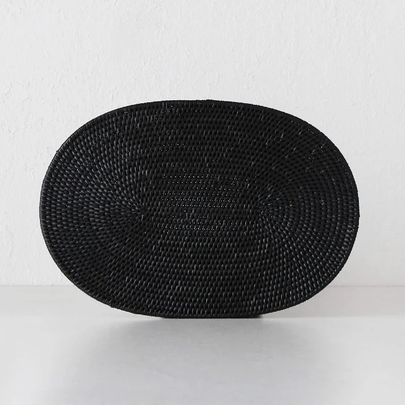 Luxury placemat set-PAUME RATTAN OVAL PLACEMAT  |  SET OF 4  |  BLACK RATTAN