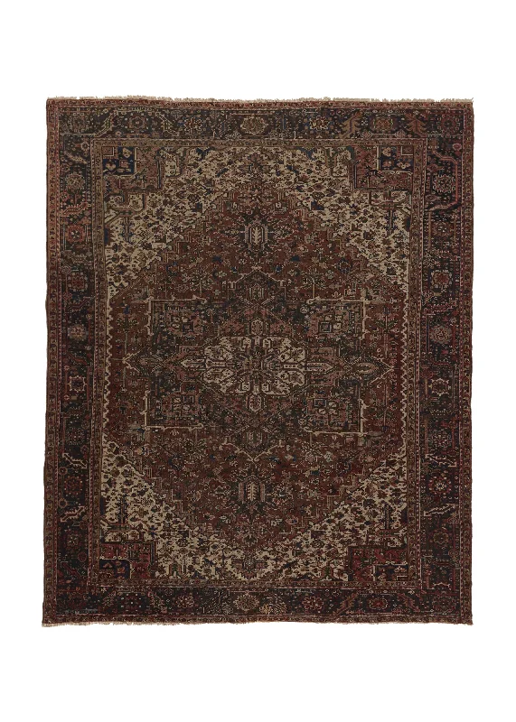 long-lasting carpet for commercial spaces -Persian Rug Bakhshayesh Handmade Area Tribal Vintage 11'2"x14'4" (11x14) Red Whites/Beige Geometric Design #31088