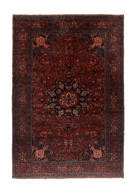 premium carpet for luxury hotels -Persian Rug Bakhtiari Handmade Area Tribal 12'7"x19'0" (13x19) Red Blue Floral Design #26774